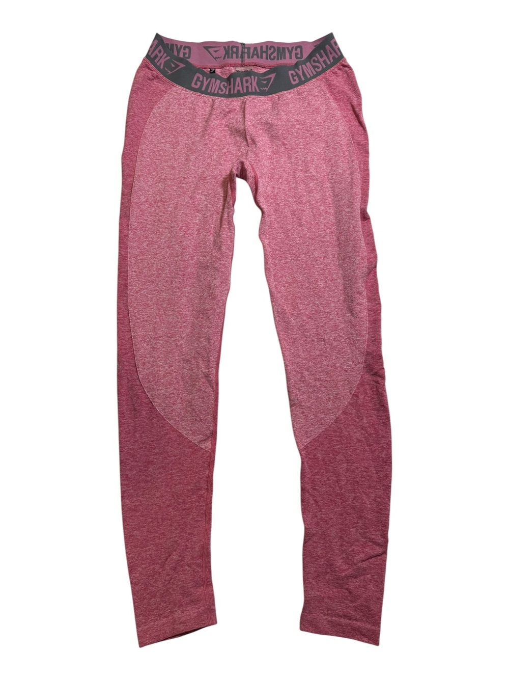 Gymshark Dry Seamless Leggings Pink Marl Grey Logo Waistband Womens Large